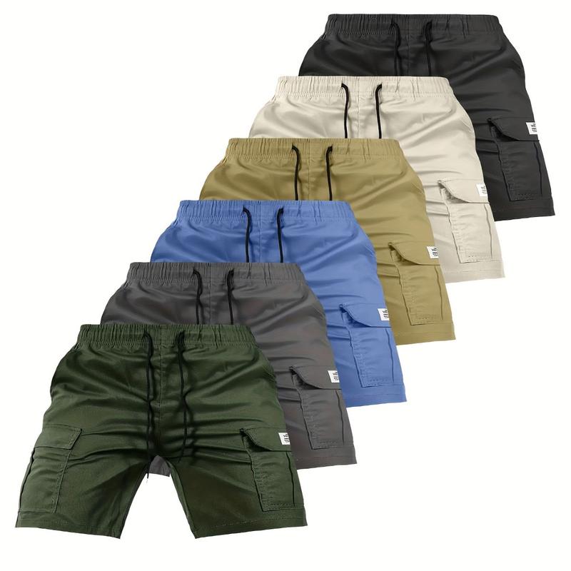 Men'S Drawstring Cargo Shorts - Multiple Pocket Design, Black, Olive Green, Gray, Khaki Casual, Sporty, and Stylish for Outdoor Activities, Hiking, Everyday Wear, Casual Wear|Stylish Shorts|Durable Fabric