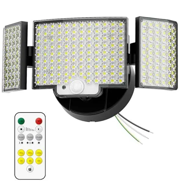 WELALO Hardwired Motion Sensor Outdoor Wall Light - 45W 7500LM Automatic Security Flood Light, IP65 Waterproof, 220 LEDs with Remote Control for Adult Backyard Glow Up, Garage, Porch (Security Lighting Solutions)
