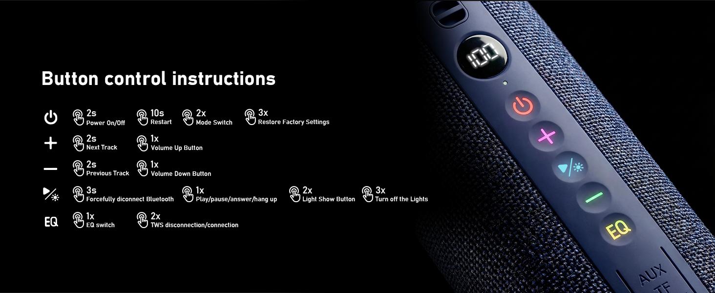 [Back to Shcool] BassBloom Roar 3 Portable Bluetooth Speaker,20W Handy Powerful Audio Sound with Bass,IPX6 Waterproof,24H Playtime, Bluetooth 5.4,RGB Lights, Clarity and Bass Speakers, Wireless Smartphone TWS Pairing, Compact Outdoor for Camping, Beach