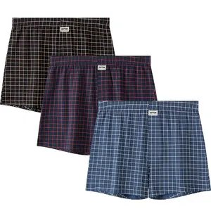 Men's Plaid Cotton Boxer Shorts Underwear (3 Pack) - Cool, Soft, Comfortable, Breathable, Classic Casual, Loose Stretch, Elastic Cotton Mens Underpants