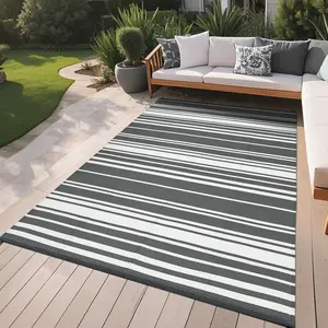 GARVEE Waterproof Outdoor Rug 8x10, Plastic Straw Patio Camping Rug, Indoor Outdoor RV Mat Carpet for Deck, Camper, Porch, Balcony, Backyard, Picnic (Grey)