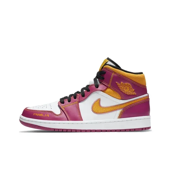 Unisex Mid Top Retro Leather Sneakers White Magenta Golden Yellow Color Block. Brand New Sealed With Original Shoe Box. Soft lining avoids heel rubbing, ideal for street style commute walking hiking casual trendy daily looks