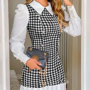 Houndstooth Pleated Dress