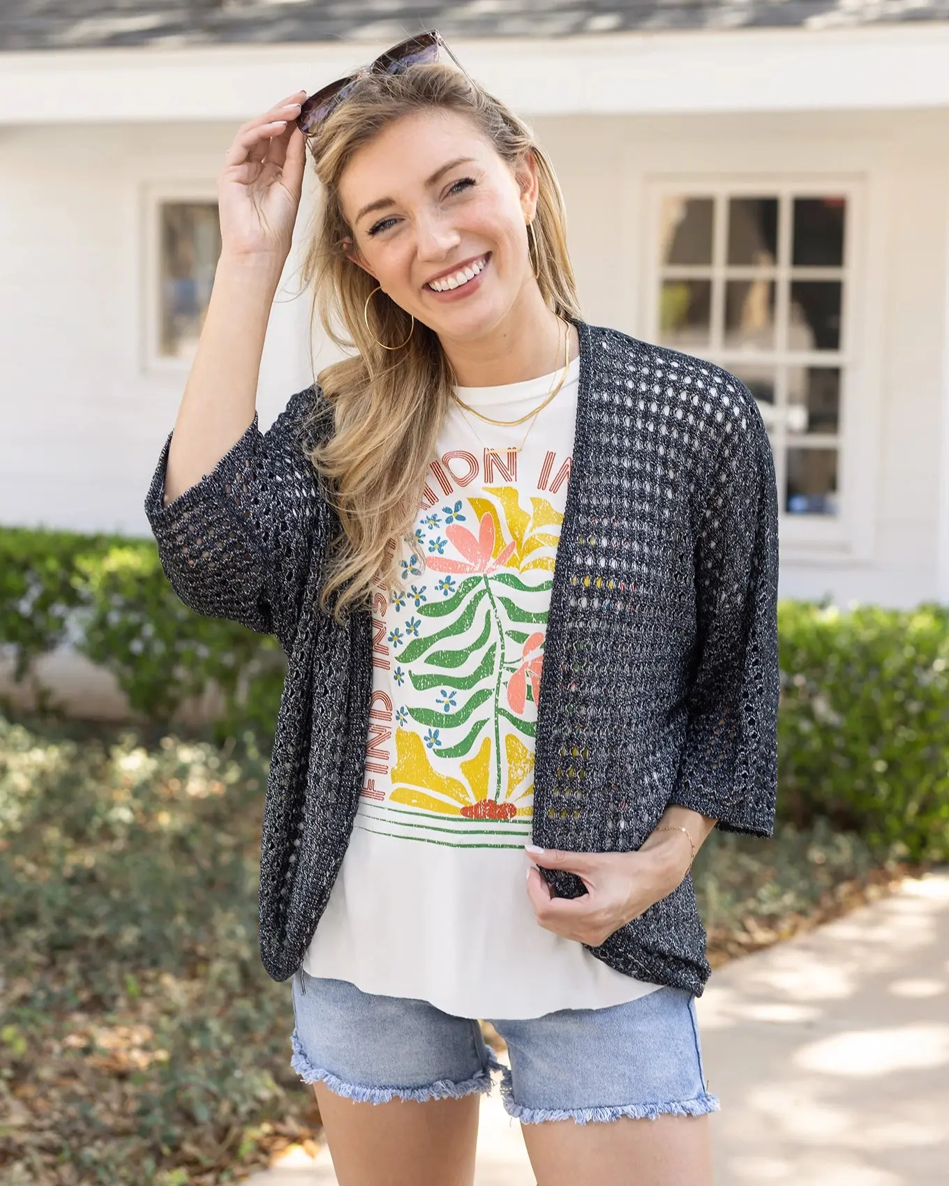Springtime Salt & Pepper Cocoon Cardigan - FINAL SALE