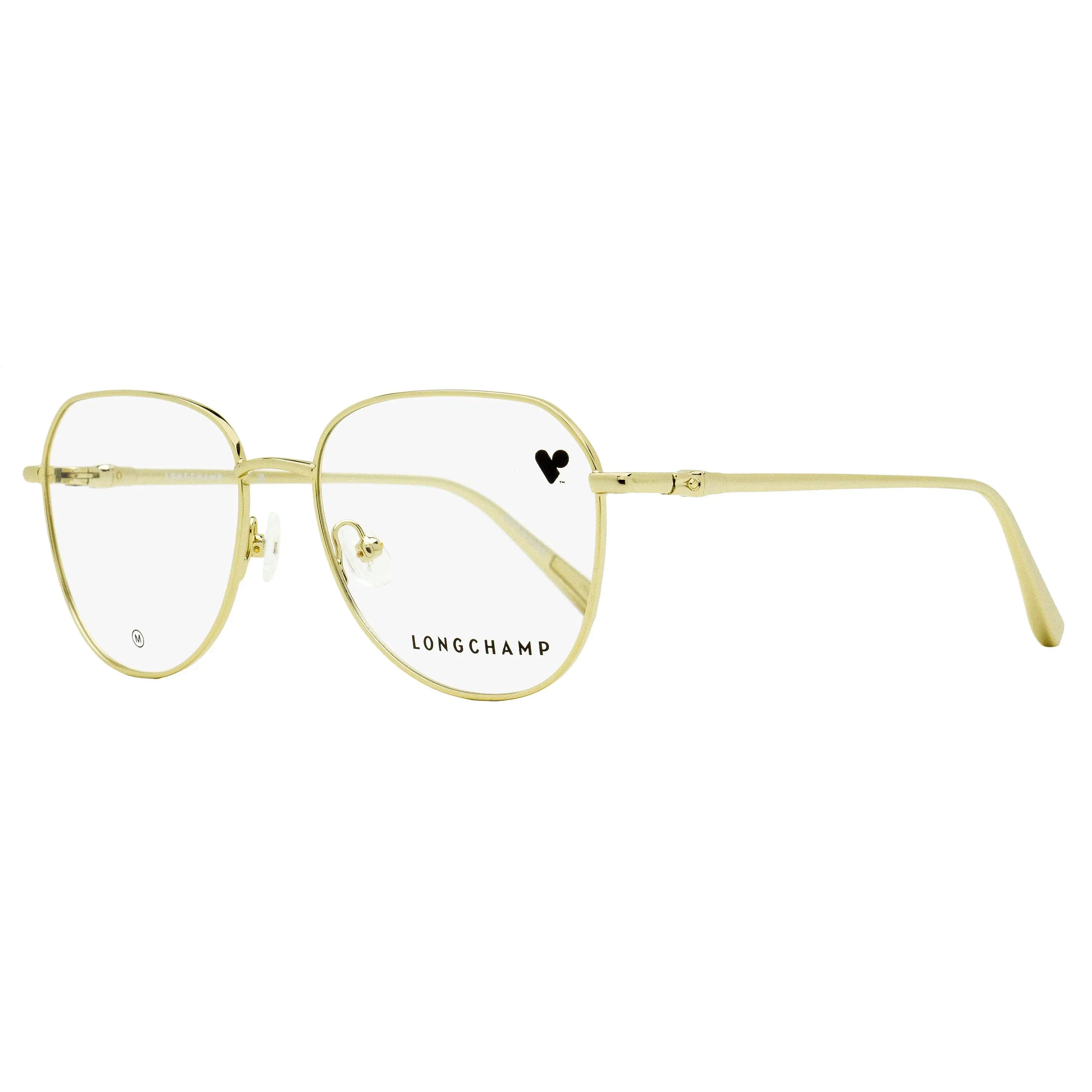 Longchamp Parisian Women's Fashion Geometric Oval Eyeglasses LO2161 - 714 Gold, 53mm, Hinge Accent, Motifs