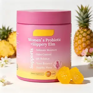 Women's Wellness Probiotic Gummies | Slippery Elm & Prebiotic Complex, All-Round Inside-Out Daily Support, 60 Hawaiian Pineapple Gummies