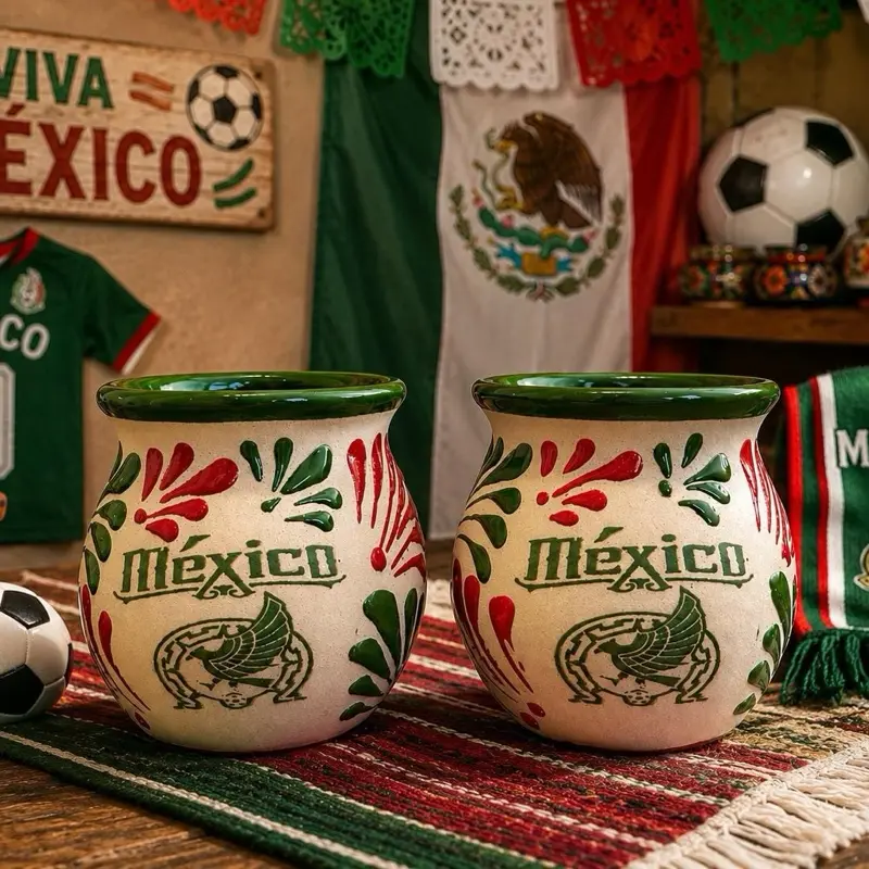 Mexican Themed Ceramic Mugs - Lead-Free, Single or Set of 2
