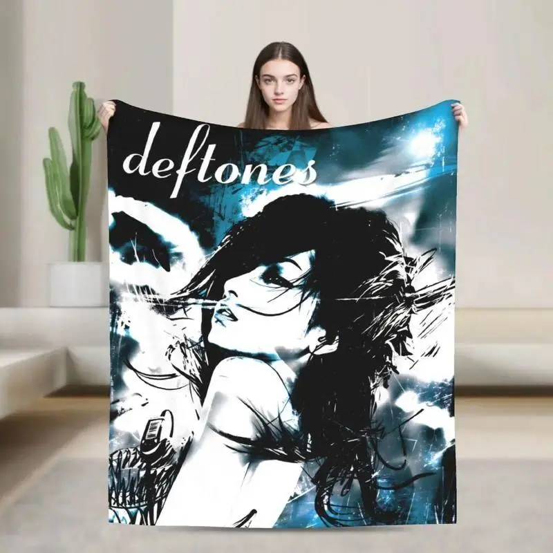 Deftones Metal Band Flannel Throw Blanket - Super Warm, Contemporary-Look Bedding with Room Decor & Bedroom Accessories Appeal, Ideal for Living Room, Picnic Use, Beds, Sofas and Gifting,summervibes