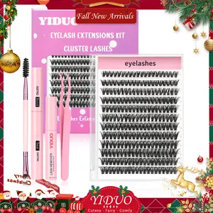 Individual False Eyelashes Kit, Eyelash Extensions Set, 240pcs Fluffy Lash Clusters Mixed Length & Styles Natural Look Eyelash Extensions, Self Grafting Curl Eyelashes, Eye Makeup Enhancement Tool, Cosmetic