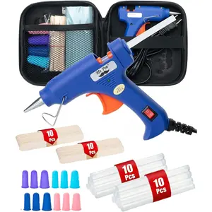 Mini Hot Glue Gun Kit with 20 Glue Sticks and 20 Popsicle Sticks & 8 Finger Protector - Fast Preheating Hot Melt Gun, High Temp for School Crafts DIY Arts and Quick Home Repairs