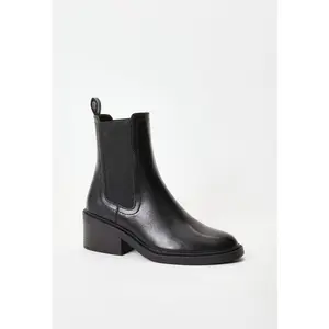 JUST FAB Women's Chelsea Boots 2.25" Heel Slip-On Ankle Boots Chunky Heel Boots for Casual, Work & Everyday Classic