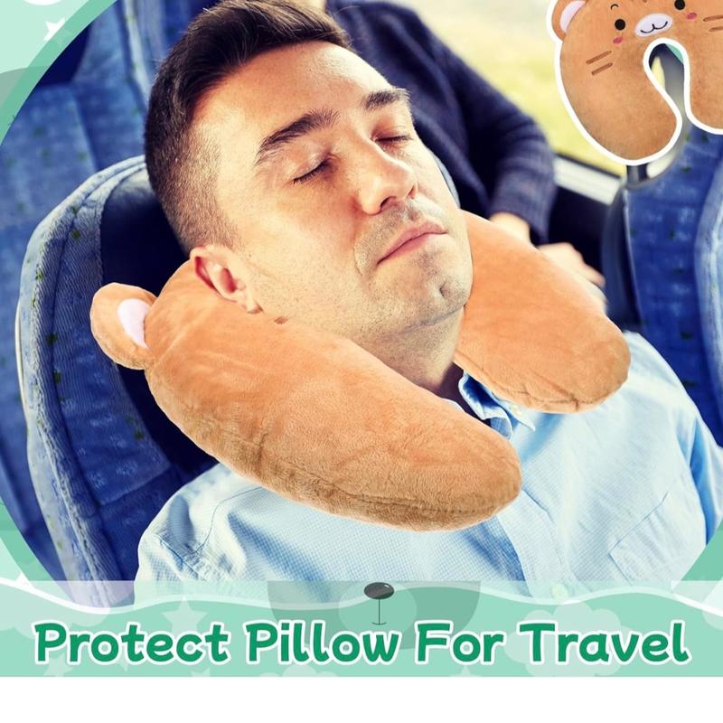 1pack Travel Pillows for Airplanes Cute Animal Neck Pillows for Car Seat Soft U Shaped Head Chin Support Pillow Airplane Essentials for Sleeping Trip Train Gift