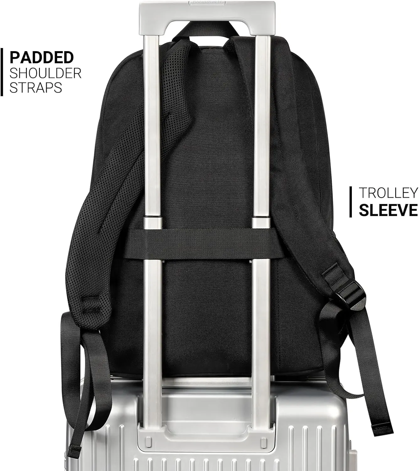 ZORFIN 26L Black Backpack for School, College, and Travel 