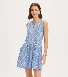 Block Print Flounce Dress