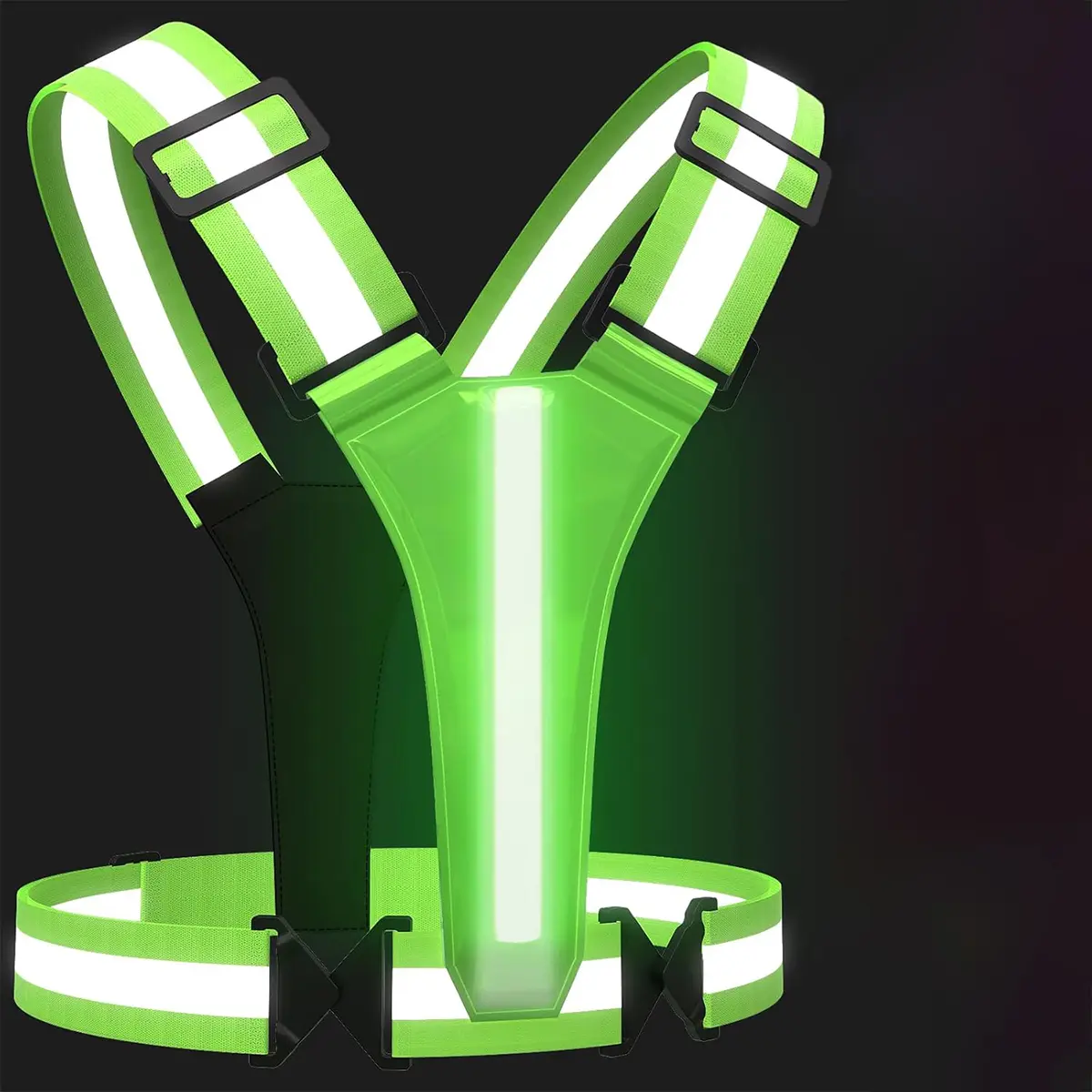 LED Reflective Running Vest USB Rechargeable 360° High Visibility Light Up Safety Gear for Night Walking Cycling Men Women Kids