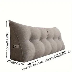 1pc Triangular Large Bolster Backrest Pillow, Double Bed Headboard Cushion, Lumbar Support For Sofa Daybed Tatami, Removable & Washable Cover