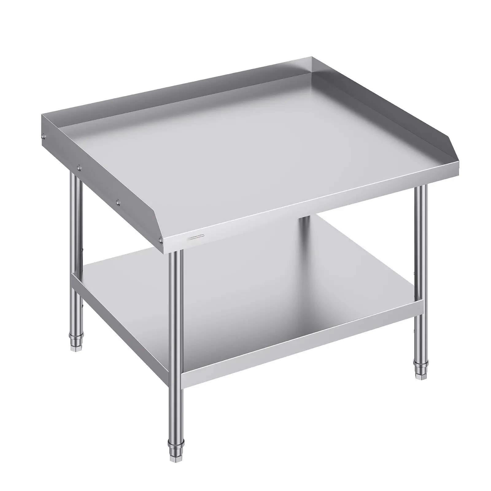 Stainless Steel Kitchen Work Table, 30 x 36 x 26 Inch Commercial Food Prep Table, 3-Sided Backsplash, Heavy Duty Prep Work Table, Metal Work Bench with Adjustable Height for Restaurant, Catering, Bakery, Home Use