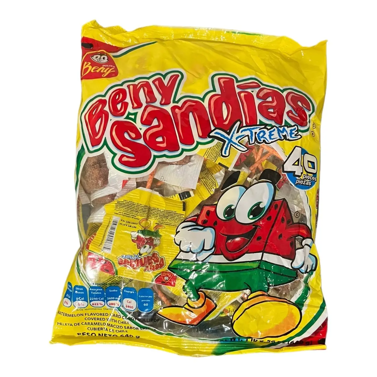 Beny Sandia Watermelon Flavor Lollipops 40ct Candy Snack