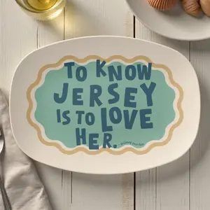 New Jersey Kitchen Decor Platter, Jersey Shore Serving Tray, Hostess Gift, NJ Home Decor, Jersey Girl Gift, Anthony Bourdain Quote  - Blue, Cool Girl Gift, Cool Girl Aesthetic