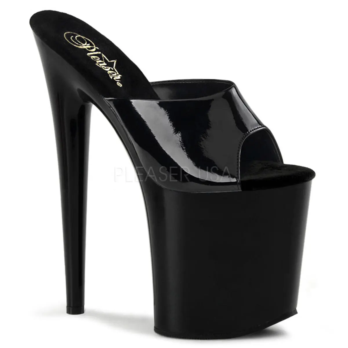 Women's Elegant Patent Leather Slide-On High Heels - 8in Stiletto Heel, 4in Platform - FLAMINGO-801, Stylish, Shoe, Classy, Pleaser Shoes, Slip On, Statement Shoes