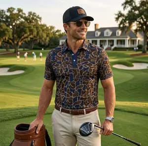 Men’s Performance Polo – Classic Deer Camo & Retro Duck Camo, Comfortable Outdoor Style