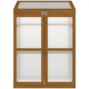 Wooden Cold Frame Greenhouse Small Mini Planter Box, 30" L x 24" W x 44" H, Brown
