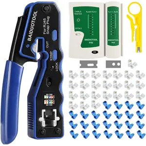 Crimping Tool kit Pass Through Ethernet Crimping Tool Wire Crimper Stripper Cutter for Cat5e Cat6 Cat6a 8P8C Modular Connectors