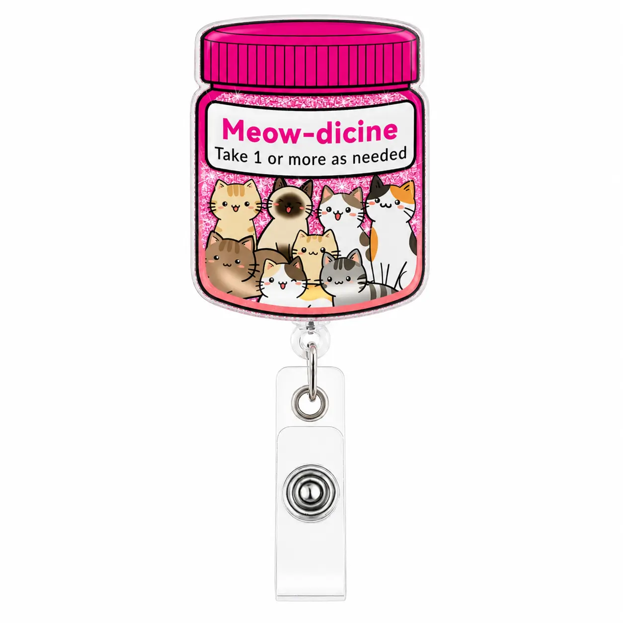 Funny Cat Nurse Badge Reel - Cute Nursing Badge Holder Retractable with ID Clip,Pharmacy Vet Name Tag Card Accessories with Alligator Clip for Office Student Work Hospital