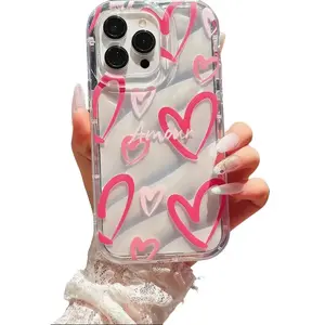 Valentine's Day Heart Line Hand-Drawn Tpu Case for iPhone 17 Pro Max 15 Pro Max 16/16 Plus 15/14/13/12/11/XS/XR/x/7/8 16 Plus/pro Max with Amour Design