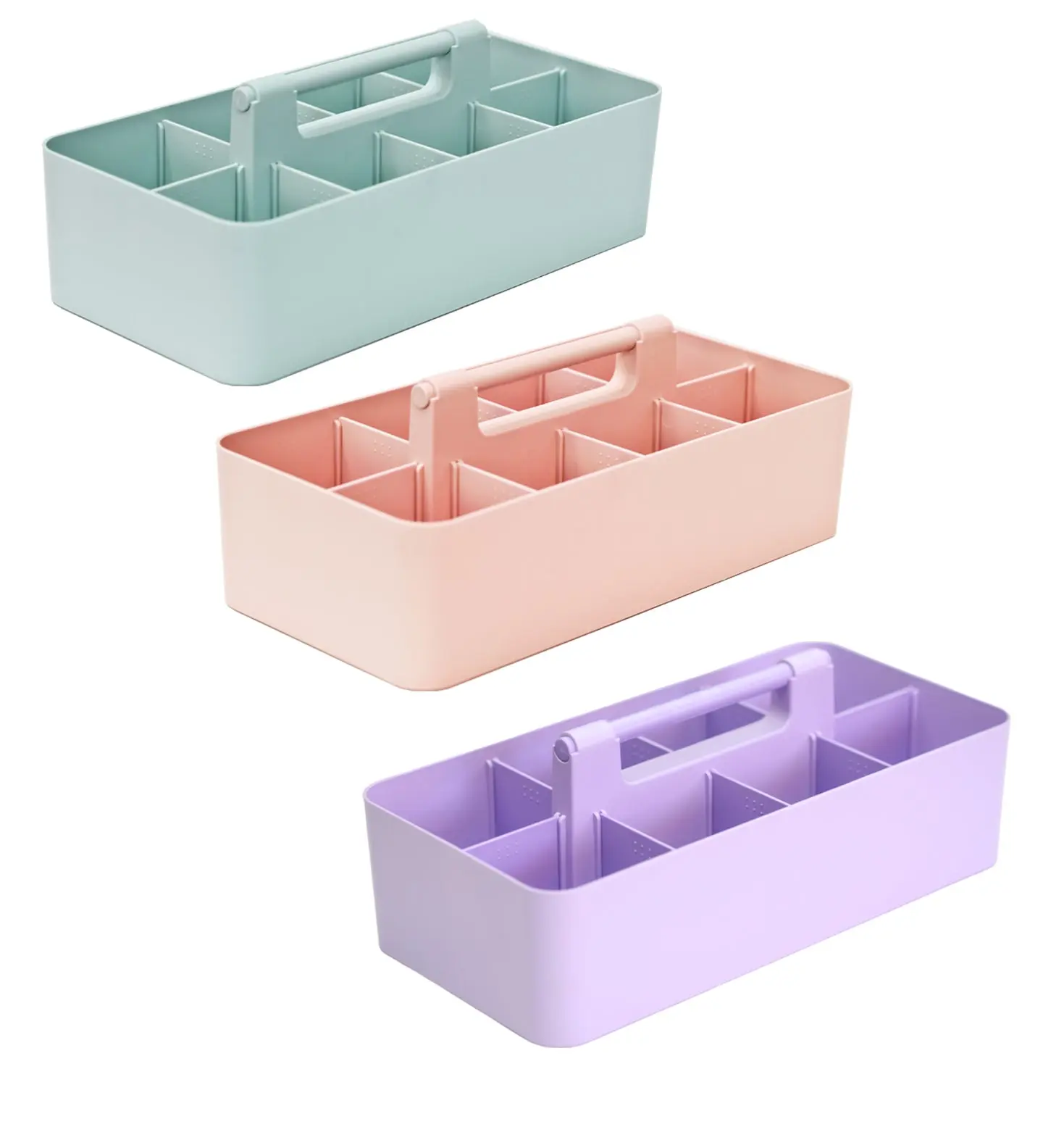 Enjoy Organizer - 3 PACK MIX -Portable Caddy, DIY Dividers, 8 Compartments, School Office Supplies Home Craft with Handle Made in USA Storage bins