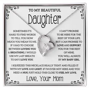 My Daughter Necklace, Forever Love Necklace, Gift For Daughter From Mom, Gift For Her, Mother's day Gift Necklace With Meaningful Message Card Inside & Box