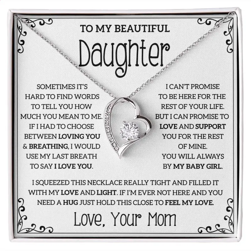 My Daughter Necklace, Forever Love Necklace, Gift For Daughter From Mom, Gift For Her, Mother's day Gift Necklace With Meaningful Message Card Inside & Box