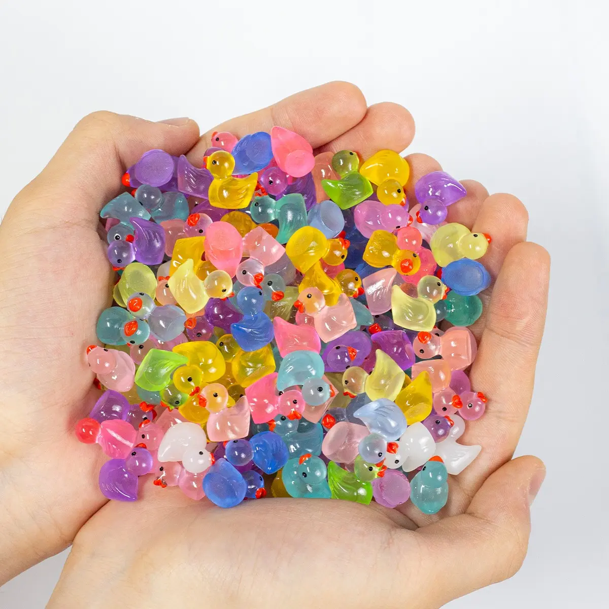 Mini Glowing Duck Resin Decorations, Decorative Resin Animal Sculptures, Handmade Holiday Party Gifts, Birthday Home Garden Ornaments, Garden Accessories, Random Colors, 50/100 Pieces Per Bag