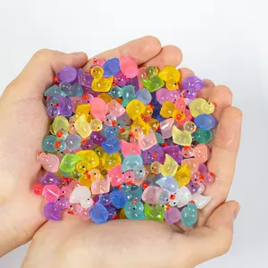 Mini Glowing Duck Resin Decorations, Handmade Holiday Party Gifts, Birthday Home Garden Ornaments, Random Colors, 50/100 Pieces Per Bag
