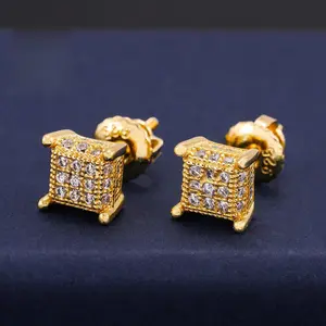 [ICE HUE]18K Gold Vacuum Plated S925 with 5A+ Sri Lanka Full Moissanite Zircon Earrings Miami Italy Mexico & Micro Inspired for Women & Men Luxury Jewelry,Daily Wear,Casual Fashion,Gift Idea,Chicano,Classic,Hip Hop,Simple,Sporty Style