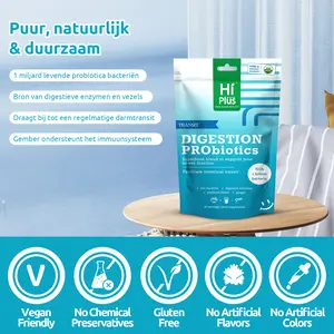 HiPlus Probiotics with 9 Strains, 10 Plant Digestive Enzymes & Fiber – Immune Support, Gut Health Boost, Non-GMO, Vegan, Bloating Relief，Gut Health Supplements
