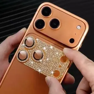Full Diamond Camera Protection For iPhone 17 16 15 14 13 Pro Max Air Plus Lens Cover Glitter Protector Camara Scratch-resistant