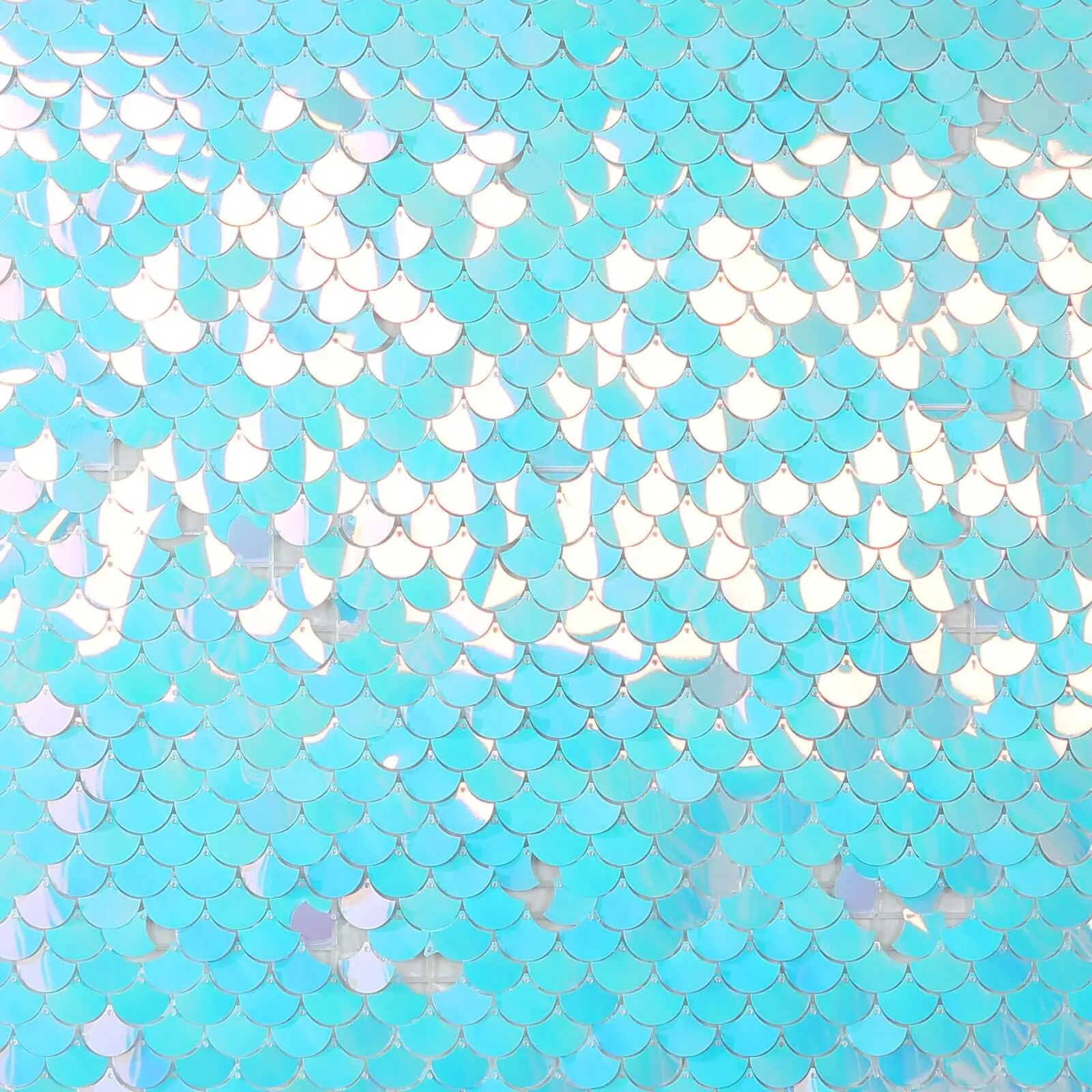 Iridescent Blue Mermaid Scales Sequin Backdrop Panels - 24-Panel 24 sq ft Shiny Decor, Party Decorations Ideas, Birthday Party Decor, Indoor/Outdoor Photo Backdrops, Easy-to-Clean for Home (Use Light Dish Soap)