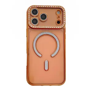 Glitter Diamond Magnetic Mobile Phone Case - Polycarbonate & TPU, Waterproof, Electroplating Diamond Set, All-Inclusive for iPhone 13,14,15,16,17 Pro Max