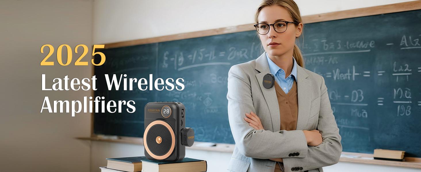 【COHYAN K28】 Voice Amplifier for Teachers with Wireless Lavalier Lapel Microphone Portable Bluetooth Microphone & Speaker, Rechargeable Bullhorn Megaphone for Classroom, Meetings, Yoga, Training, Tour Guides-Beige Black