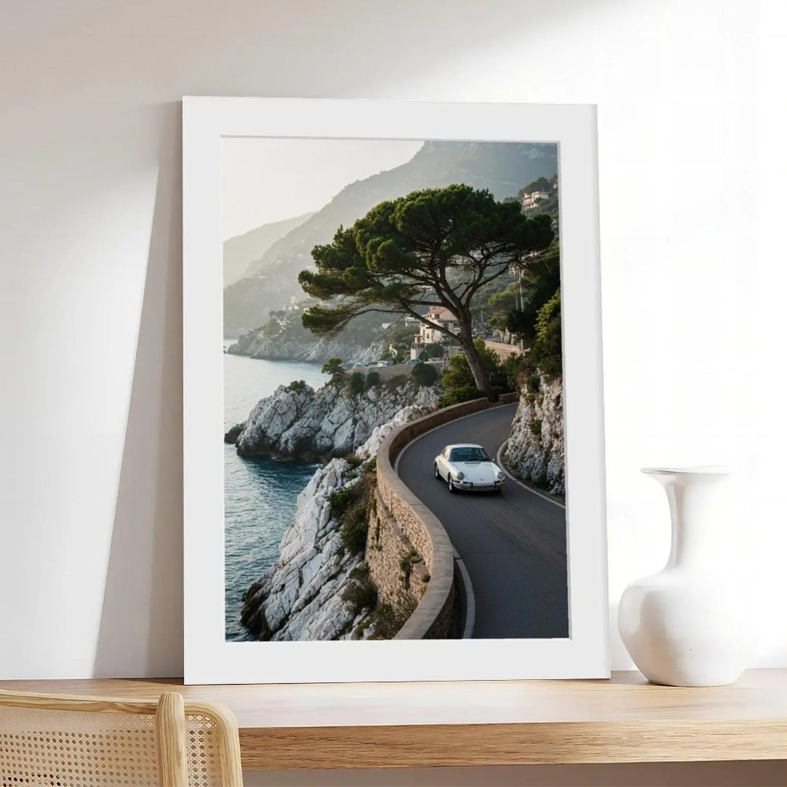 S2 Vintage Wedding Couple Car Photography Minimalist Neutral Unframed Poster Print - Warm Artistic Chic Home Decor Gift for Home Decor Enthusiasts, Aesthetic Bedroom/Office Wall Art (dimensions may contain minor discrepancies)