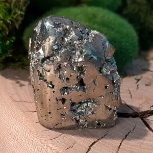 Shiny Druzy Pyrite Freeform Self Standing Hand Polished Cubic Large Tower Healing Crystal Specimen Natural Paperweight Fools Gold Prosperity