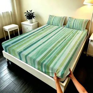 3Pcs Sen-Style Bamboo Forest Fitted Sheet (without Pillow Inserts), Skin-friendly with Elastic Edges, Snugly Fits Mattress without Shifting, Suitable for Simple Bedrooms, Embodies Elegant and Calm Home Style.