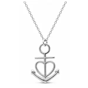 Anchor Heart Necklace for Women by Ginger Lyne, Sterling Silver Nautical Pendant, 18 to 20 Inch Adjustable Cable Chain , Beach Vacation Jewelry