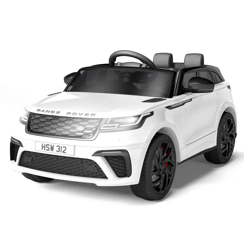 Gaomon Licensed White Land Rover Kids Electric Ride-On Truck - Ride On Car, Bluetooth RC, Rocking Mode, MP3 Player with Aux/Bluetooth, Safety Belt, Authentic Look, ABS Body, Emergency Brake, Motor Skills Development, 3-4 Years, Birthday Gift Option
