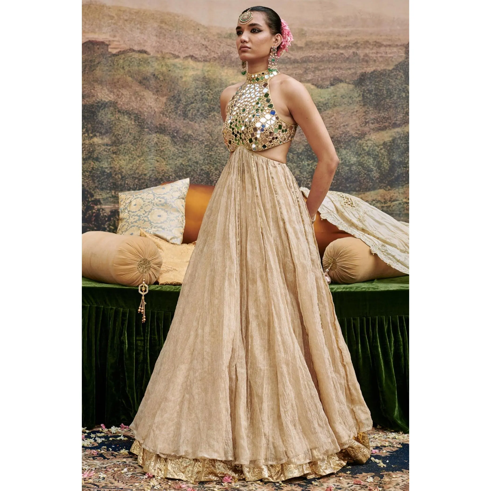 Gold aafreen naach lehenga set