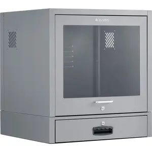 Global Industrial 607294DG Countertop CRT Computer Cabinet - Dark Gray, Heavy-Duty Metal Base Cupboards for Office Commercial Furniture