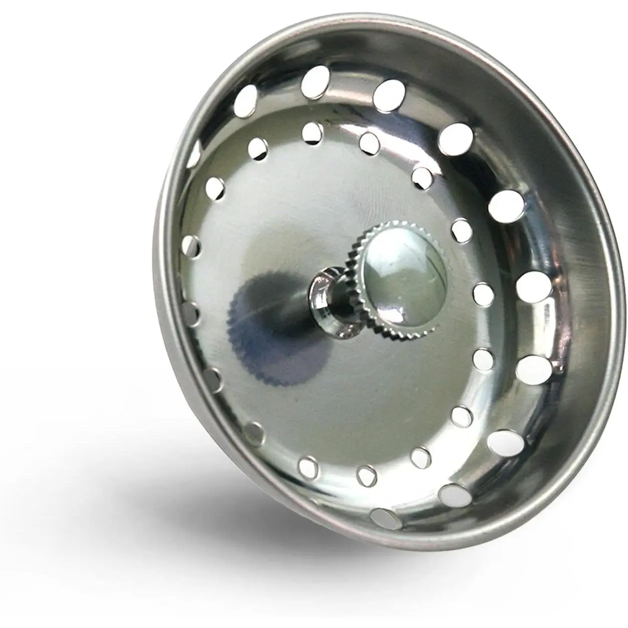 97333O Chrome-Plated Stainless Steel Kitchen Sink Basket Strainer Replacement, 3.25 in & 3-1/2 in for Standard Drains, Synthetic Durable Anti-Clogger with Rubber Stopper, Single Bathroom Home Supply