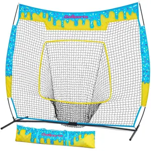 GoSports 7 x 7 ft Ice Cream Drip Baseball & Softball Batting Net - Full Size Hitting & Pitching Practice Net with Strike Zone and Carry Case