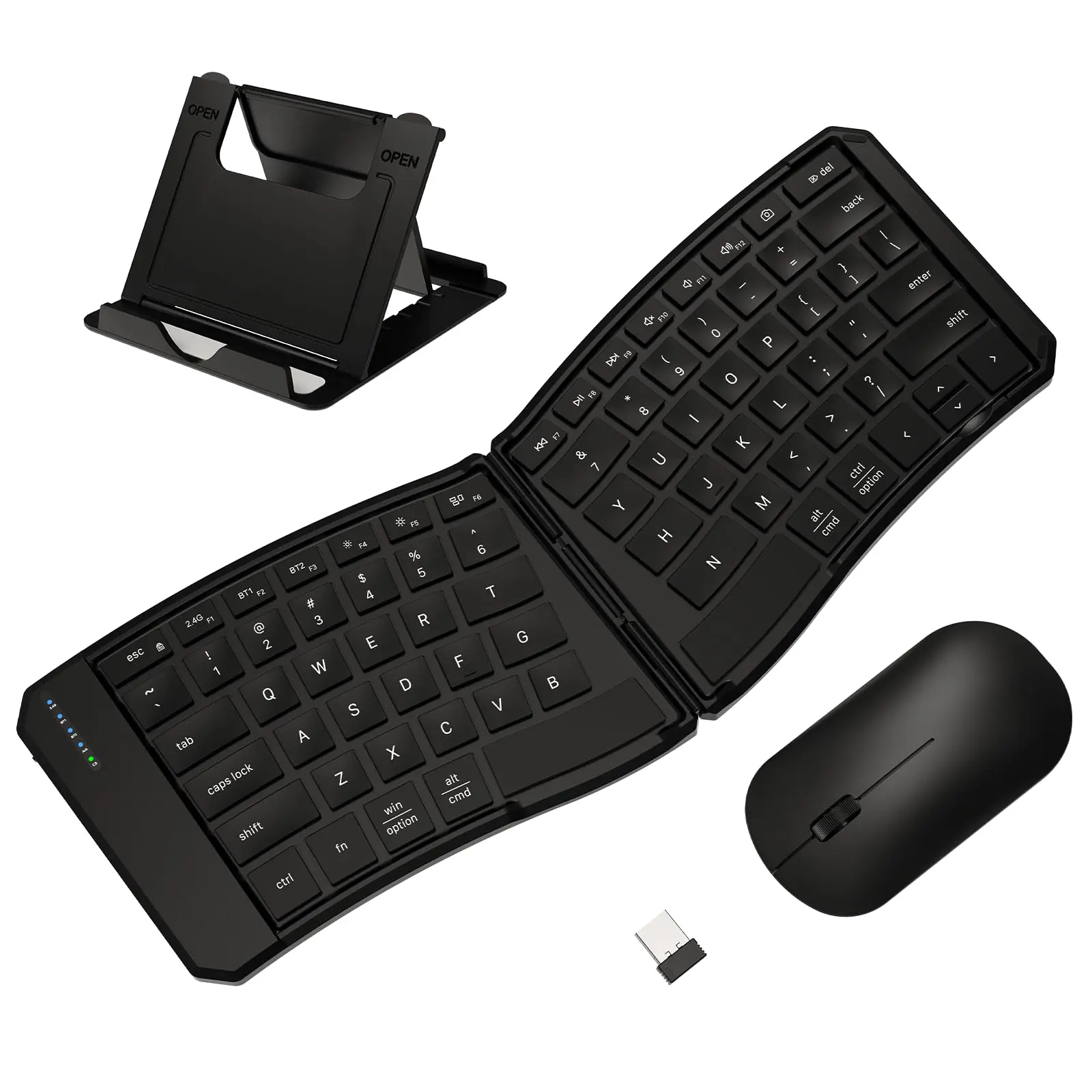 Foldable And Mouse Combo  2.4g+dual Rechargeable Folding For Travel Business Split Design Portable Size Laptop Ipads Tablet Smartphone